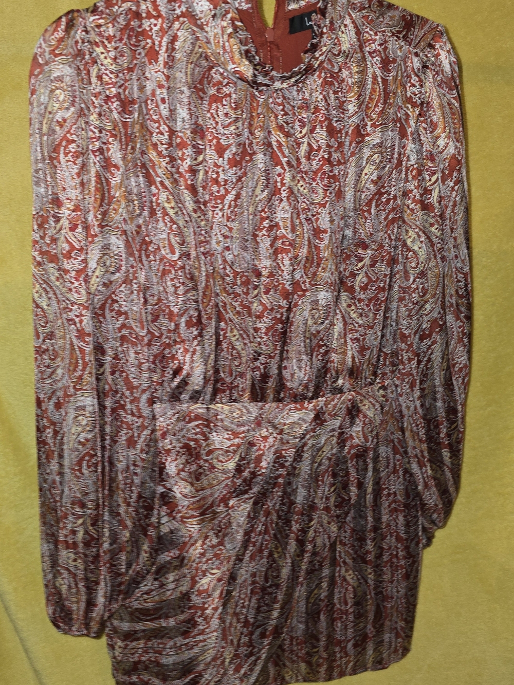 Lulu's Rust Paisley Long Sleeve Dress Size XL